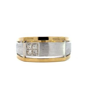 9K Two-toned Gold Ring with 4 Round Diamonds TDW 0.15 Carat