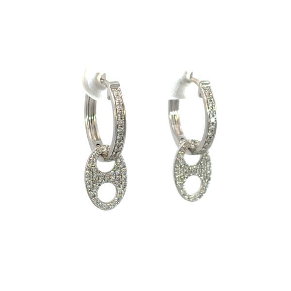 9K White Gold Drop Earrings with 100 Round Lab Grown Diamonds TDW 0.58 Carat