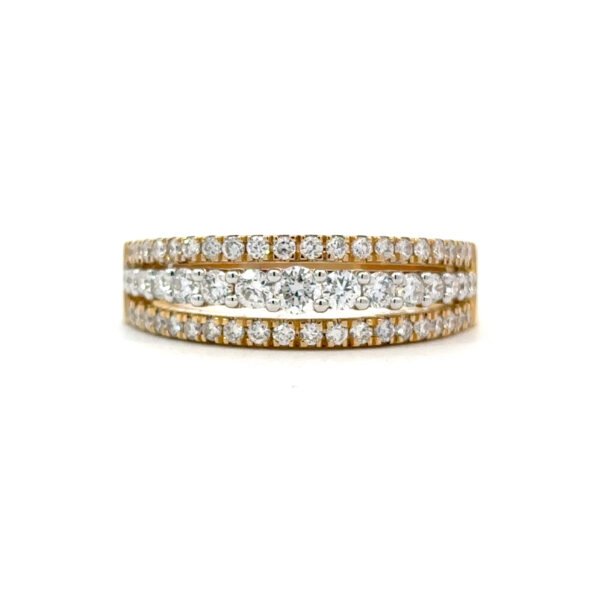 18K Yellow Gold Ring with 55 Lab Grown Round Diamonds TDW 0.56 Carat