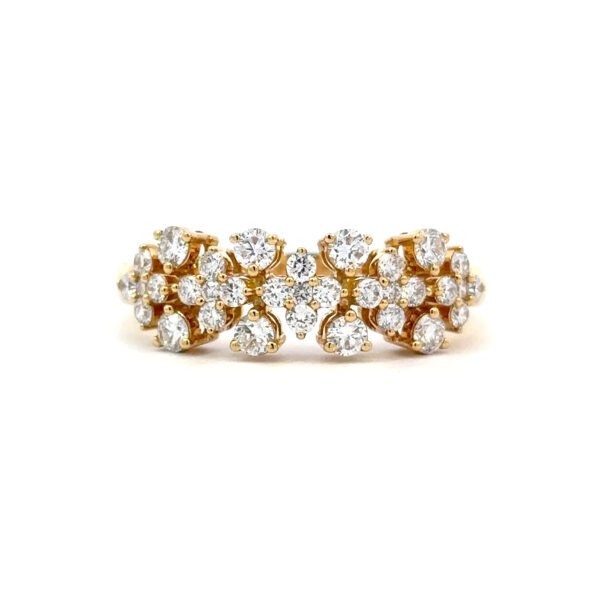 18K Yellow Gold Ring with 33 Lab Grown Round Diamonds TDW 0.71 Carat
