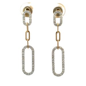 9K Yellow Gold Drop Earrings with 84 Round Lab Grown Diamonds TDW 0.69 Carat