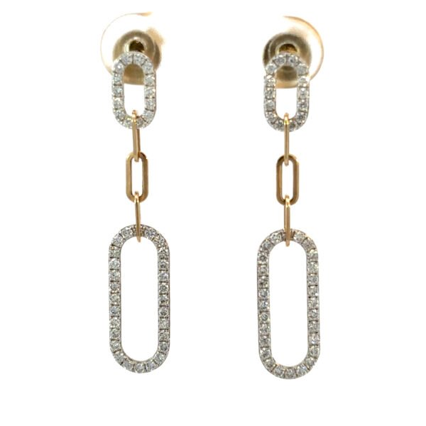 9K Yellow Gold Drop Earrings with 84 Round Lab Grown Diamonds TDW 0.69 Carat