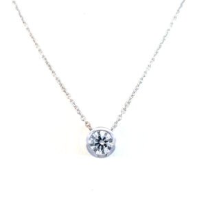 9K White Gold Necklace with Round Lab Grown Diamond 0.53 Carat