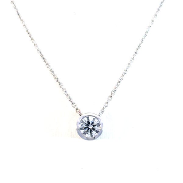9K White Gold Necklace with Round Lab Grown Diamond 0.53 Carat