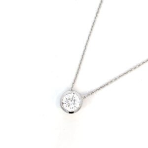 9K White Gold Necklace with Round Lab Grown Diamond 1.05 Carat
