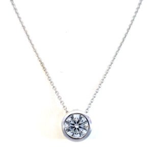 9K White Gold Necklace with Lab Grown Diamond 1.38 Carat E/VS1 40-45cm