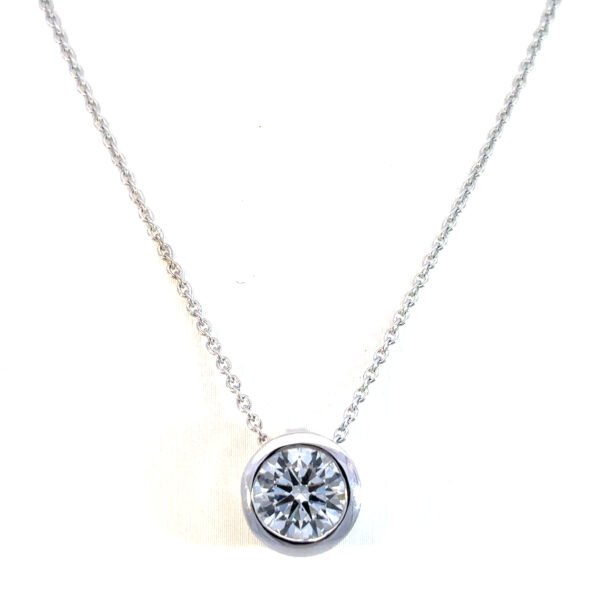 9K White Gold Necklace with Lab Grown Diamond 1.38 Carat E/VS1 40-45cm