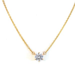 9K Yellow Gold Necklace Lab Grown Diamond Round 0.56 Carat F/VS 40-45cm