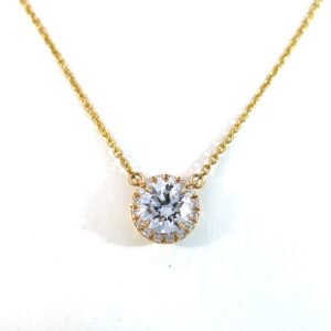 9K Yellow Gold Necklace with 17 Round Lab Grown Diamonds TDW 1.17 Carat