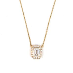 18K White Gold Necklace Lab Grown Diamonds Emerald Cut Diamond 1.0ct E/VS 20 Round Lab Grown Diamonds 0.14ct 40-45cm