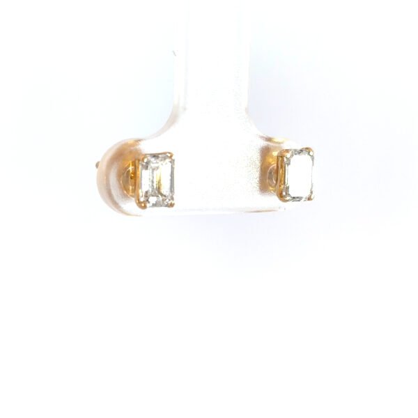 18K Yellow Gold Stud Earrings with 2 Emerald Cut Lab Grown Diamonds TDW 1.00 Carat