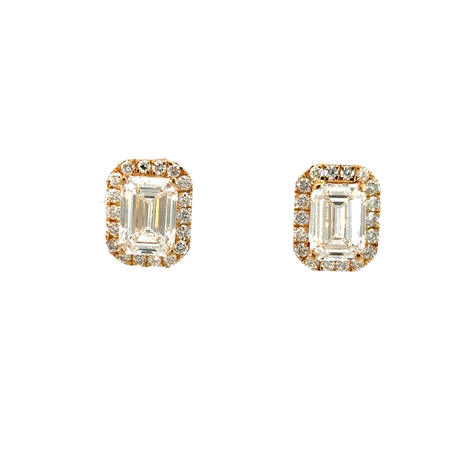 18K Yellow Gold Stud Earrings with 38 Lab Grown Diamonds TDW 2.32Carat - Image 2