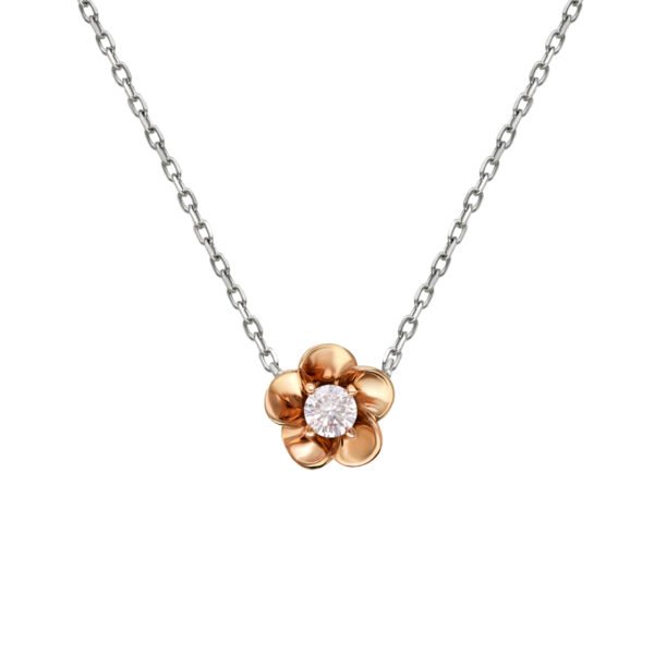 18K Two Toned Necklace With Pink Diamond 0.04ct From Kimberley Mine