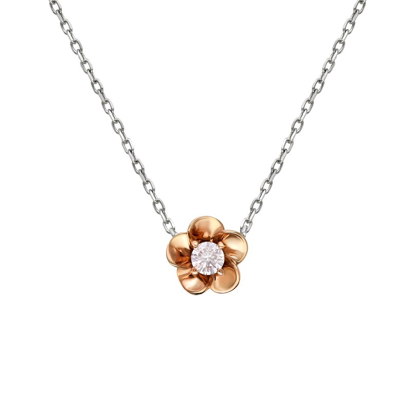 18K Two Toned Necklace With Pink Diamond 0.04ct From Kimberley Mine