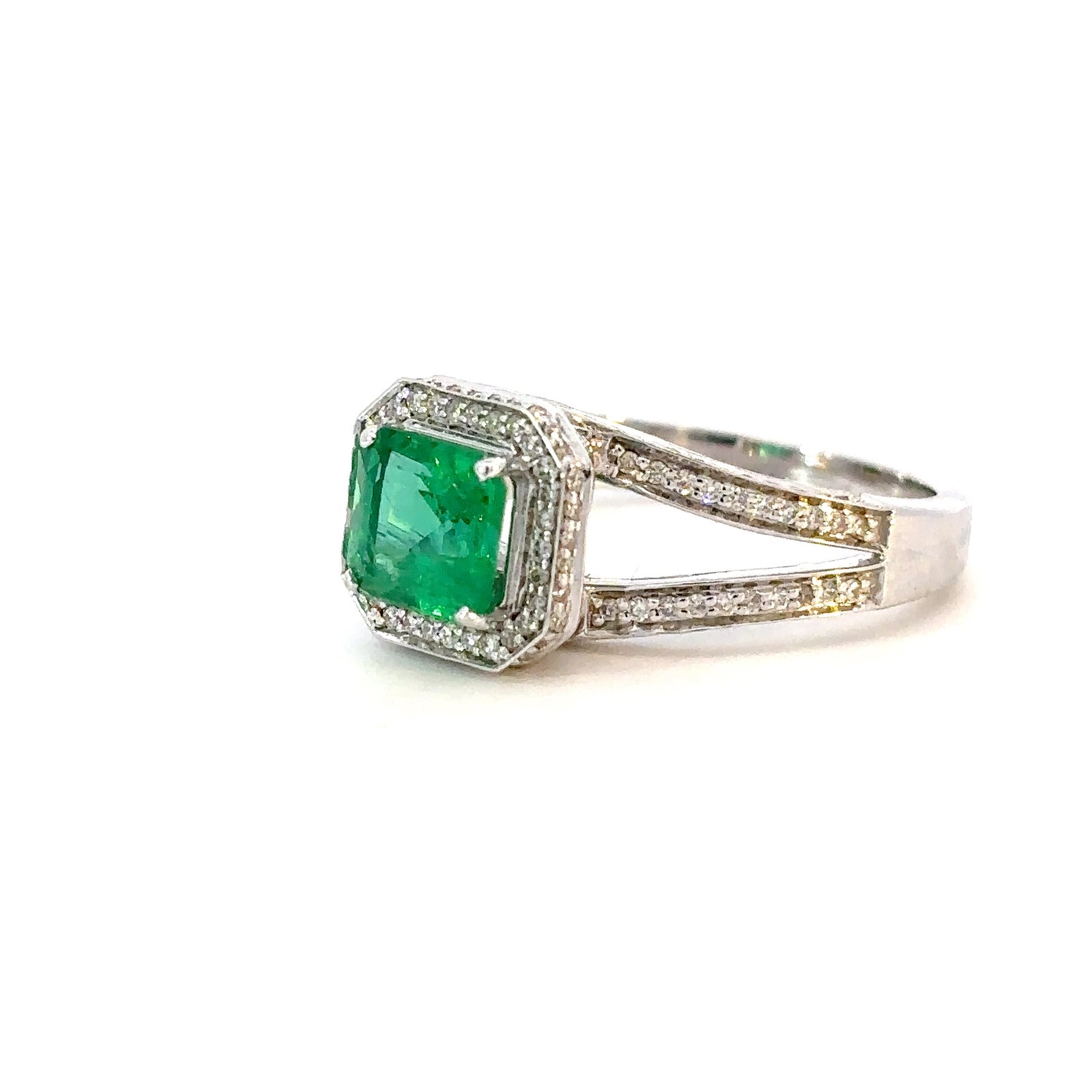 18K White Gold Ring with Zambian Emerald 1.21ct and 168 Diamonds TDW 0.44ct - Image 2