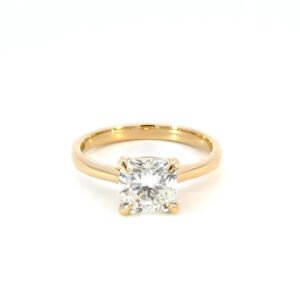 18K Yellow Gold Ring with Lab Grown Cushion cut Diamond 2.01 Carat