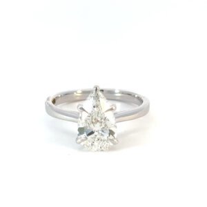 18K White Gold Ring Lab Grown Pear Cut Diamond 2.05 Carat