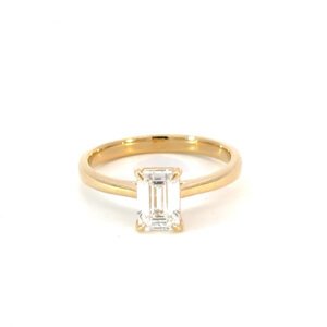 18K Yellow Gold Ring with Lab Grown Emerald cut Diamond 1.07 Carat
