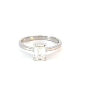 18K White Gold Ring Lab Grown Emerald cut Diamond 1.07 Carat
