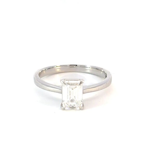 18K White Gold Ring Lab Grown Emerald cut Diamond 1.07 Carat