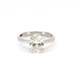 18K White Gold Ring Lab Grown Oval Diamond 1.82 Carat