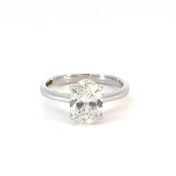 18K White Gold Ring Lab Grown Oval Diamond 1.82 Carat