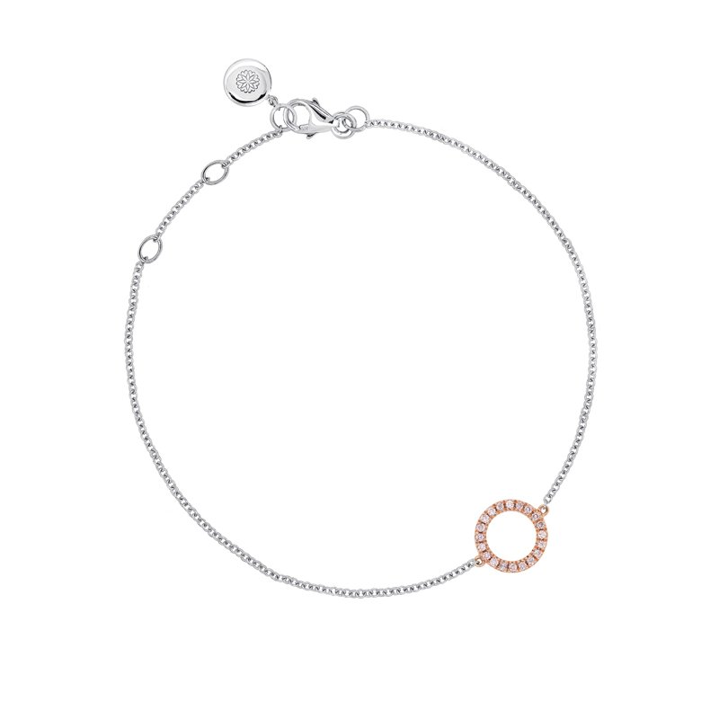 18K Two-Tone Sunday Bracelet with 20 Round Pink Diamonds TDW 0.1 Carat