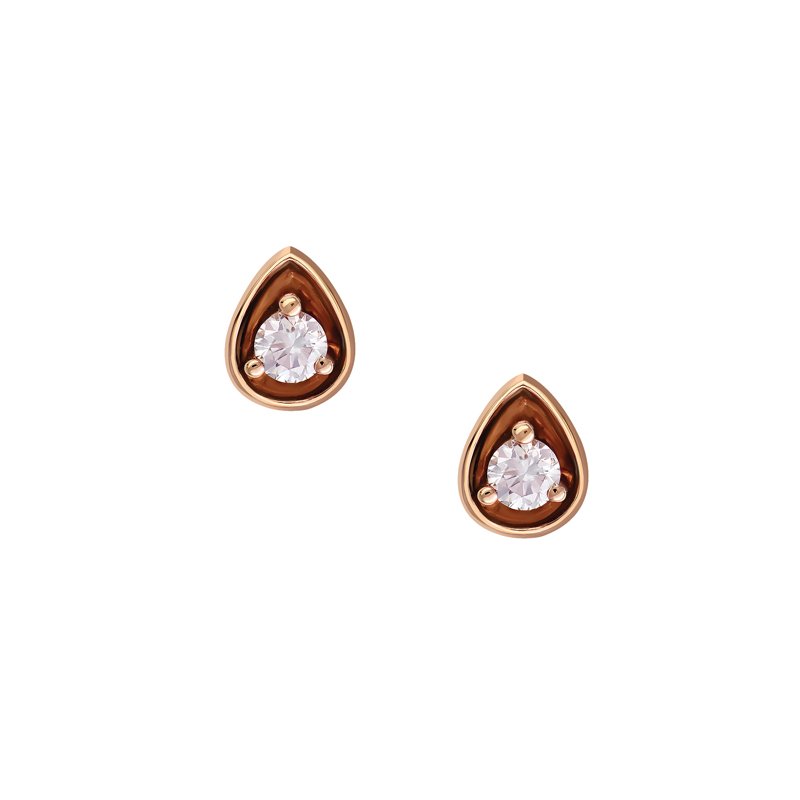 18K White and Rose Gold Stud Earrings with 2 Round Pink Diamonds TDW 0.05 Carat