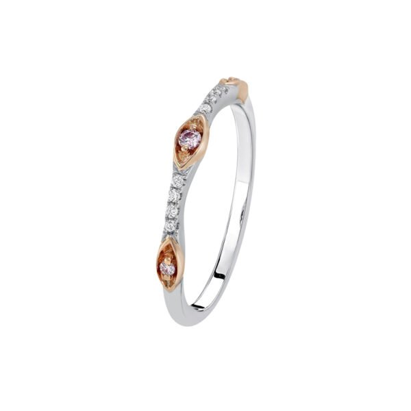18K White and Rose Gold Ring with 3 Round Pink Diamonds TDW 0.08ct and 08 Round White Diamonds TDW 0.04ct