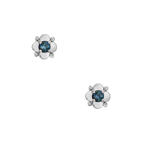 9K White Gold Misty Earrings with 2 Round Teal Sapphires TCW 0.35 Carat