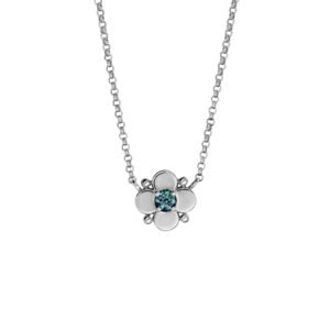 9K White Gold Necklace with Round Teal Sapphire 0.18ct 48cm
