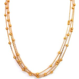 21K Yellow Gold Beaded Chain 51cm