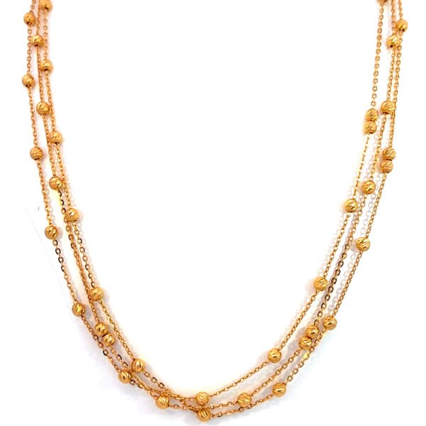 21K Yellow Gold Beaded Chain 51cm