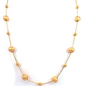21K Yellow Gold Necklace Ball Studs 45cm