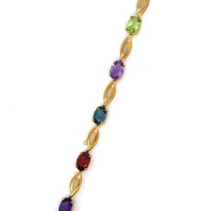 9K Yellow Gold Bracelet Natural Sapphires Multicoloured 5.39 Carat