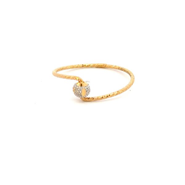 22K Yellow Gold curved Ring with Two-toned bead
