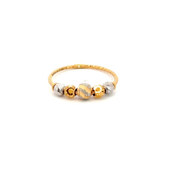 22K Yellow Gold Fancy Ring with Two-toned beads