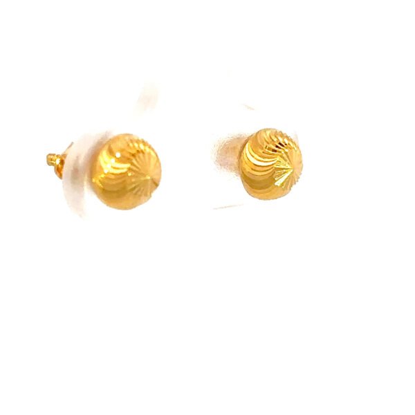 22K Yellow Gold Patterned Ball Stud Earrings