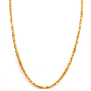 22K Yellow Gold Wheat Chain 50cm