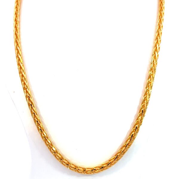 22K Yellow Gold Wheat Chain 50cm