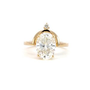 18K Yellow Gold Ring with Lab Grown Oval Diamond 3.03ct and Round Diamond 0.04ct