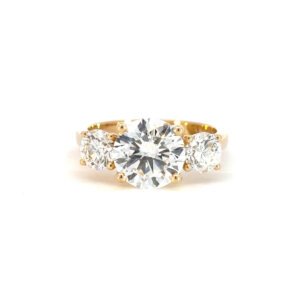 18K Yellow Gold Ring with 3 Lab Grown Round Diamonds TDW 3.62 Carat