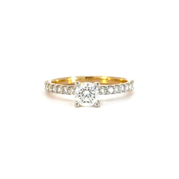 18K Yellow Gold Ring with 17 Round Diamonds TDW 0.69ct