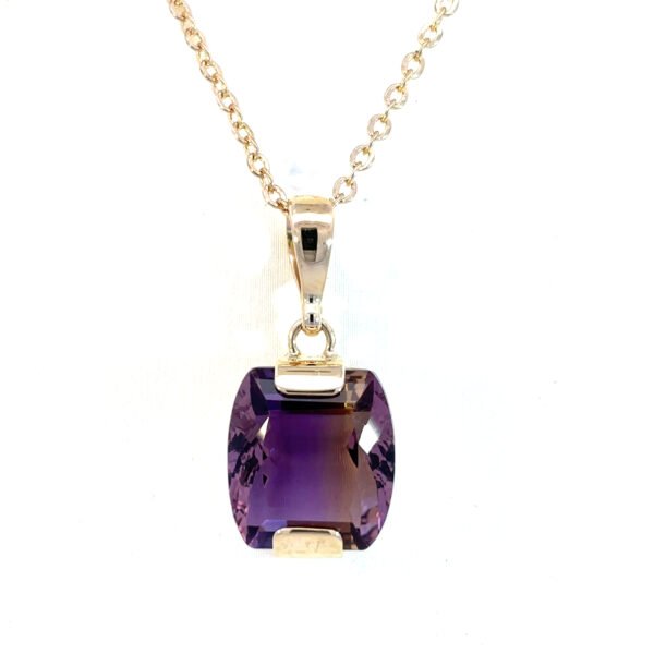 9K Yellow Gold Pendant with Cushion cut Ametrine