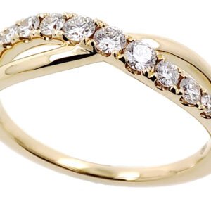 18K Yellow Gold Ring with 17 Natural Round White Diamonds TDW 0.46 Carat