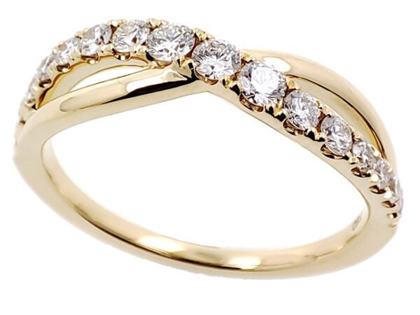18K Yellow Gold Ring with 17 Natural Round White Diamonds TDW 0.46 Carat