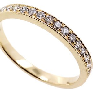 18K Yellow Gold Ring with 17 Natural Round White Diamonds TDW 0.323 Carat