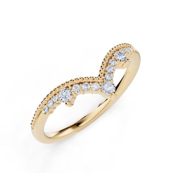 18K Yellow Gold Ring with 15 Round White Diamonds TDW 0.18 Carat