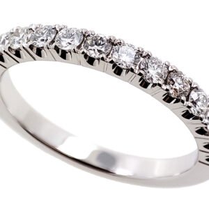 18K White Gold Ring with 15 Natural Round White Diamonds TDW 0.56 Carat