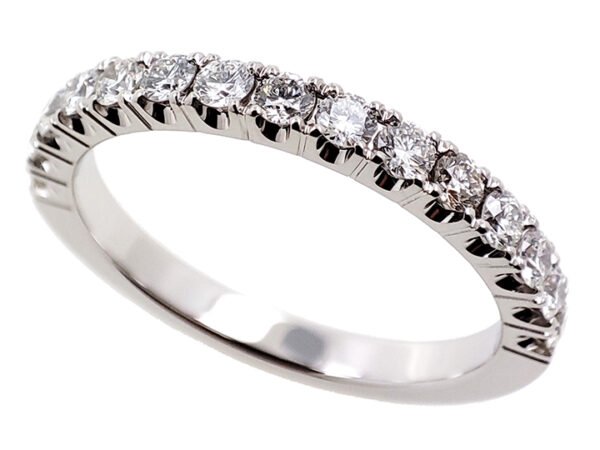 18K White Gold Ring with 15 Natural Round White Diamonds TDW 0.56 Carat